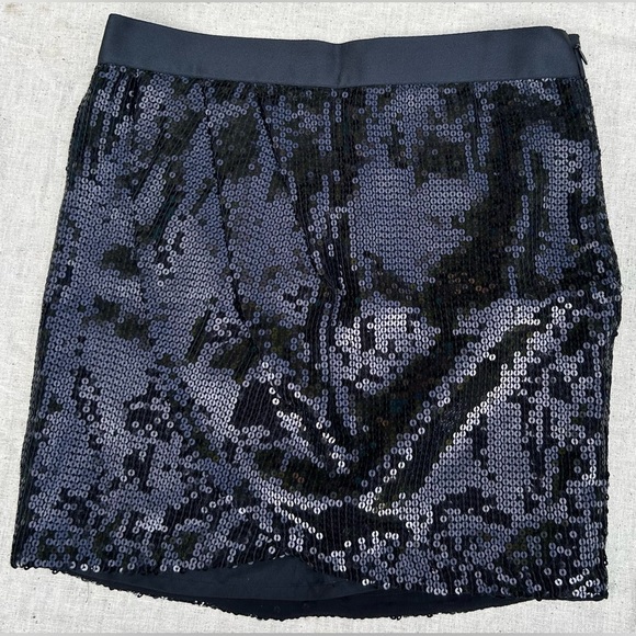 NWOT🌟VINTAGE🌟black sequined mini skirt overlapping draped front side zip… - Picture 1 of 15